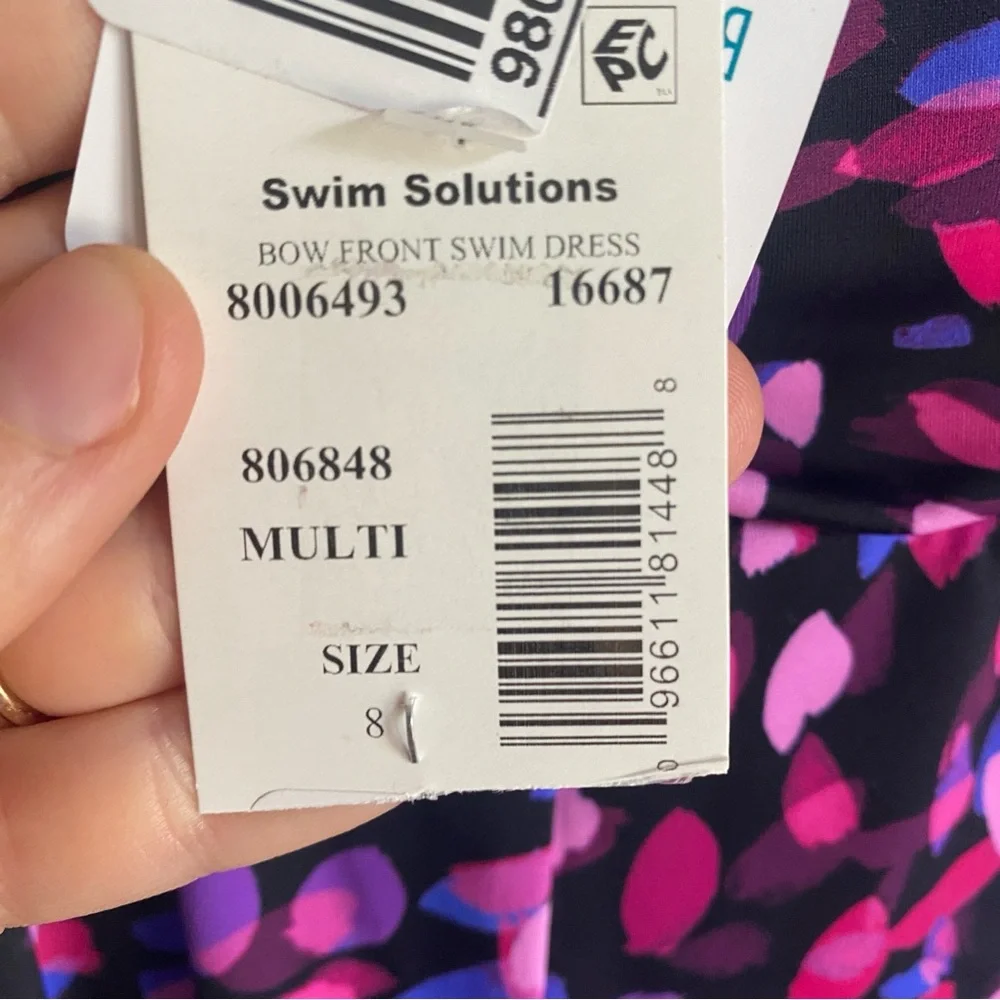 Swim Solutions Printed Tummy-Control Bow-Front One-Piece Swim-dress 8‎ - Picture 7 of 7